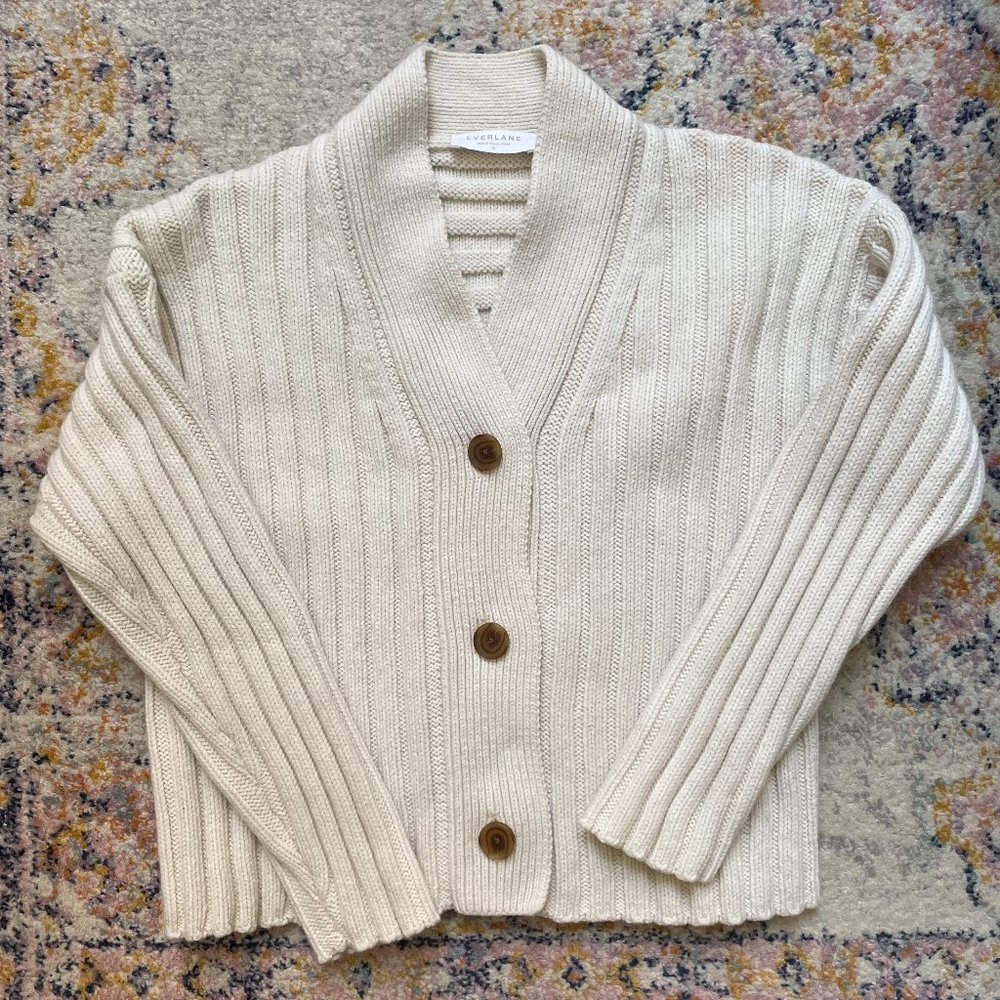 Everlane Wool Cashmere Rib V-Neck Cardigan